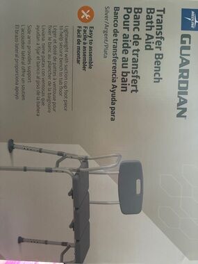 Guardian Silver Transfer Bench with Gray Seat - Bath Aid